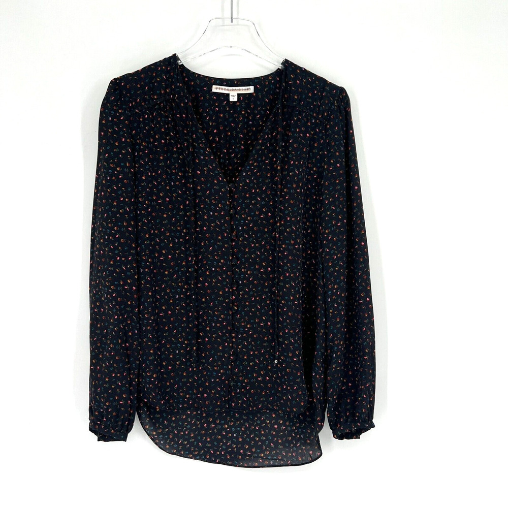 Veronica Beard Top womens 6 Ditsy Floral Silk‎ Black Work Career Classic